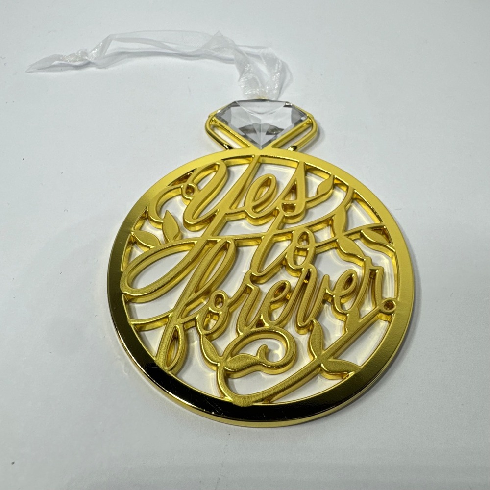 Hallmark Keepsake 2024 Our Engagement Yes to Forever‎ Gold Metal Ornament Ring